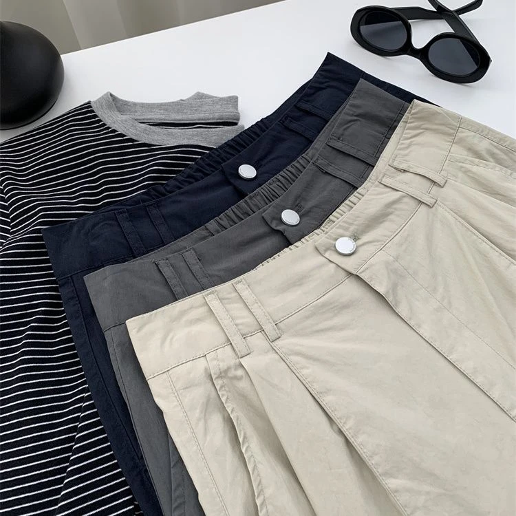 阔腿裤女时尚夏季薄款高腰潮流纯色裤子新款宽松显瘦百搭直筒裤