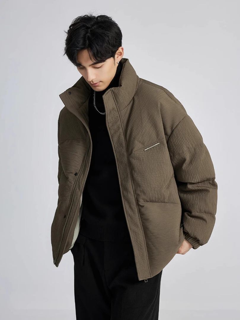 保暖肌理羽绒服男立领高级感冬季2025新款加厚美拉德短款鸭绒外套