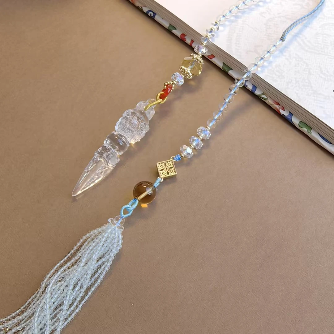 合金仿水晶吊坠 宝宝佛降杵珠珠流苏吊坠挂饰