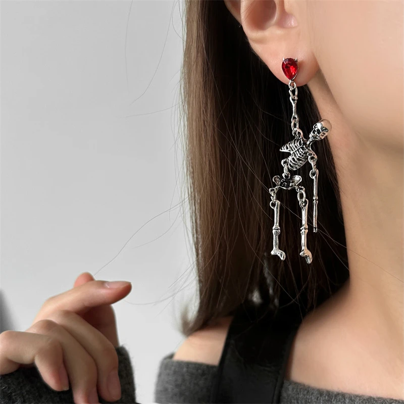 合金亚克力耳饰 E0481-1甜酷辣妹朋克骷髅耳钉时尚复古小众个性