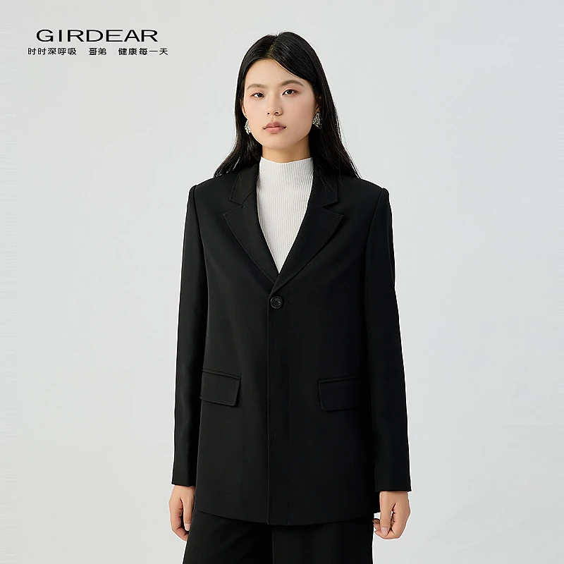 哥弟 女装新款经典简约高级百搭通勤宝典套利落直身型西装140004