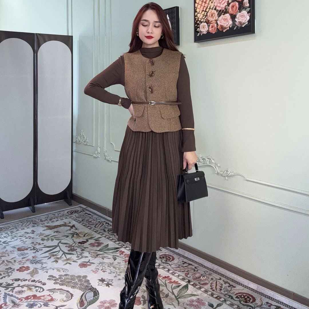 新款气质马甲连衣裙两件套套装