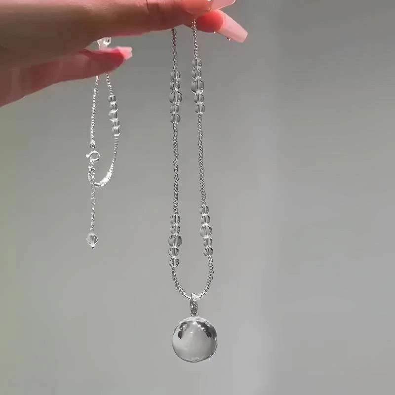 铜合金项链 白色透明露珠项链夏季女款轻奢通透小众高级感锁骨链