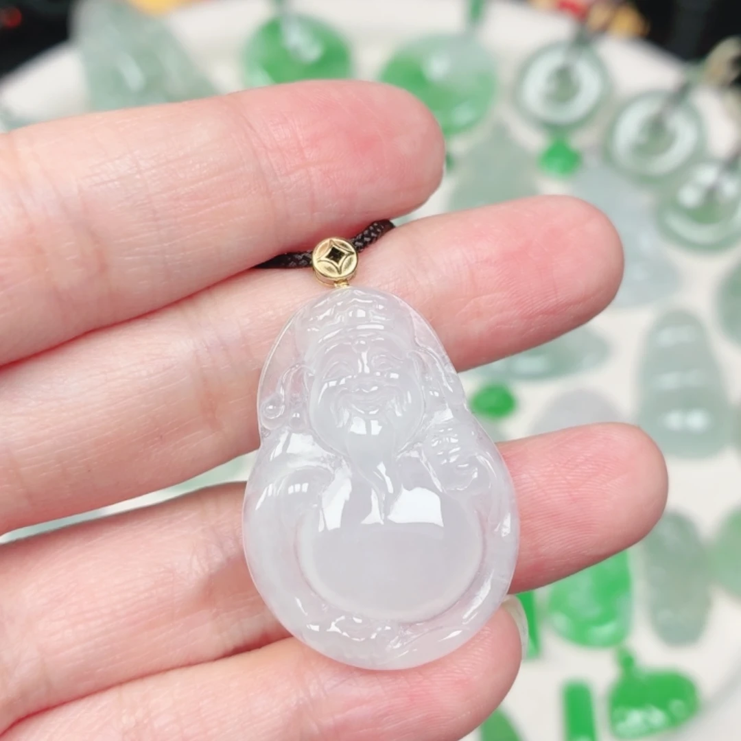 翡翠18K金镶嵌颈饰缅甸天然A货翡翠