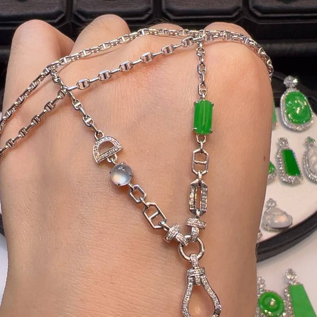 百搭钻石链18K金镶嵌钻石收到货48小时鉴赏期