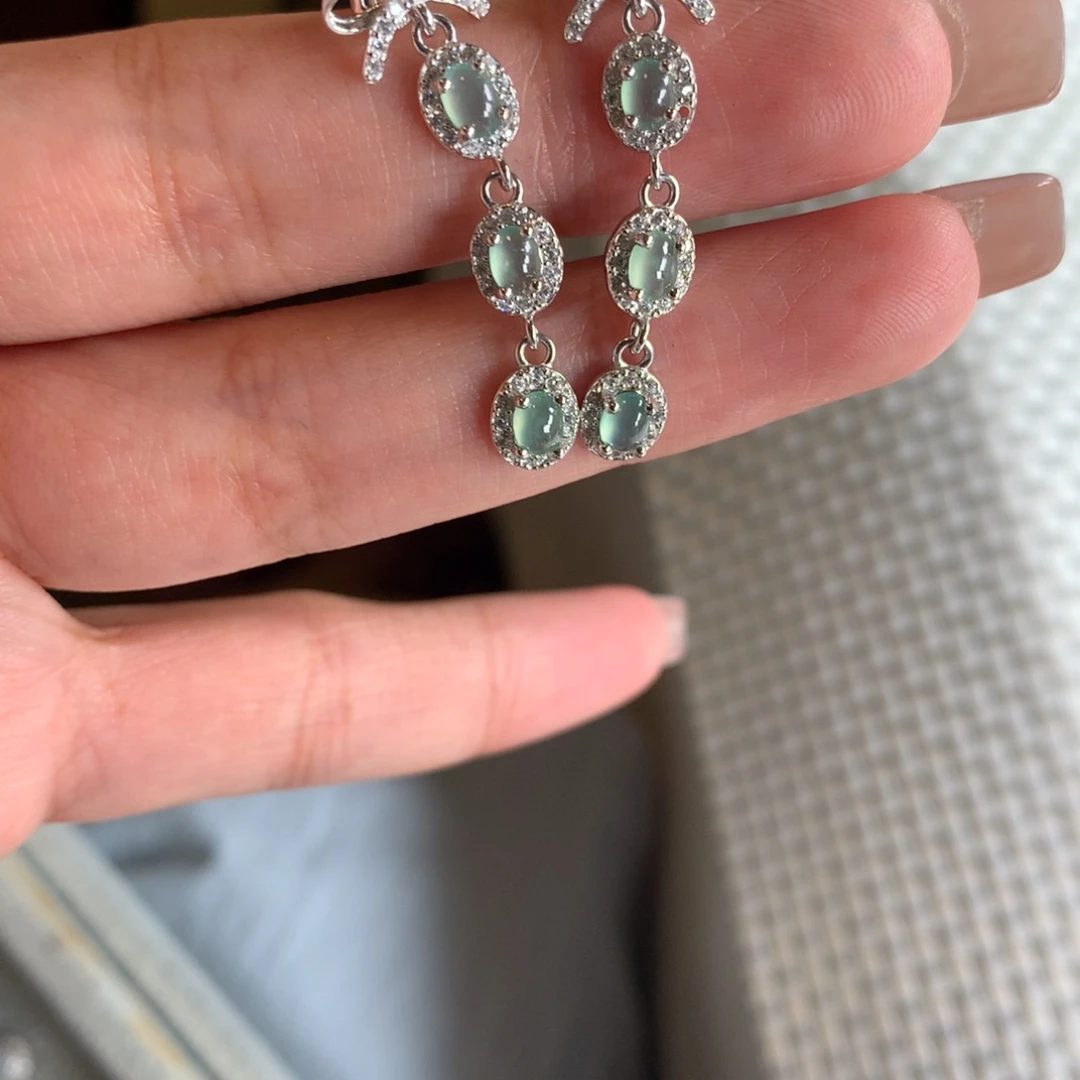 银S925镶嵌戒指翡翠耳钉