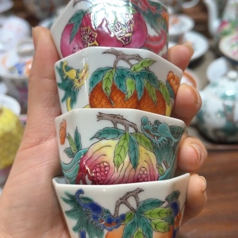 手绘茶杯盖碗壶承