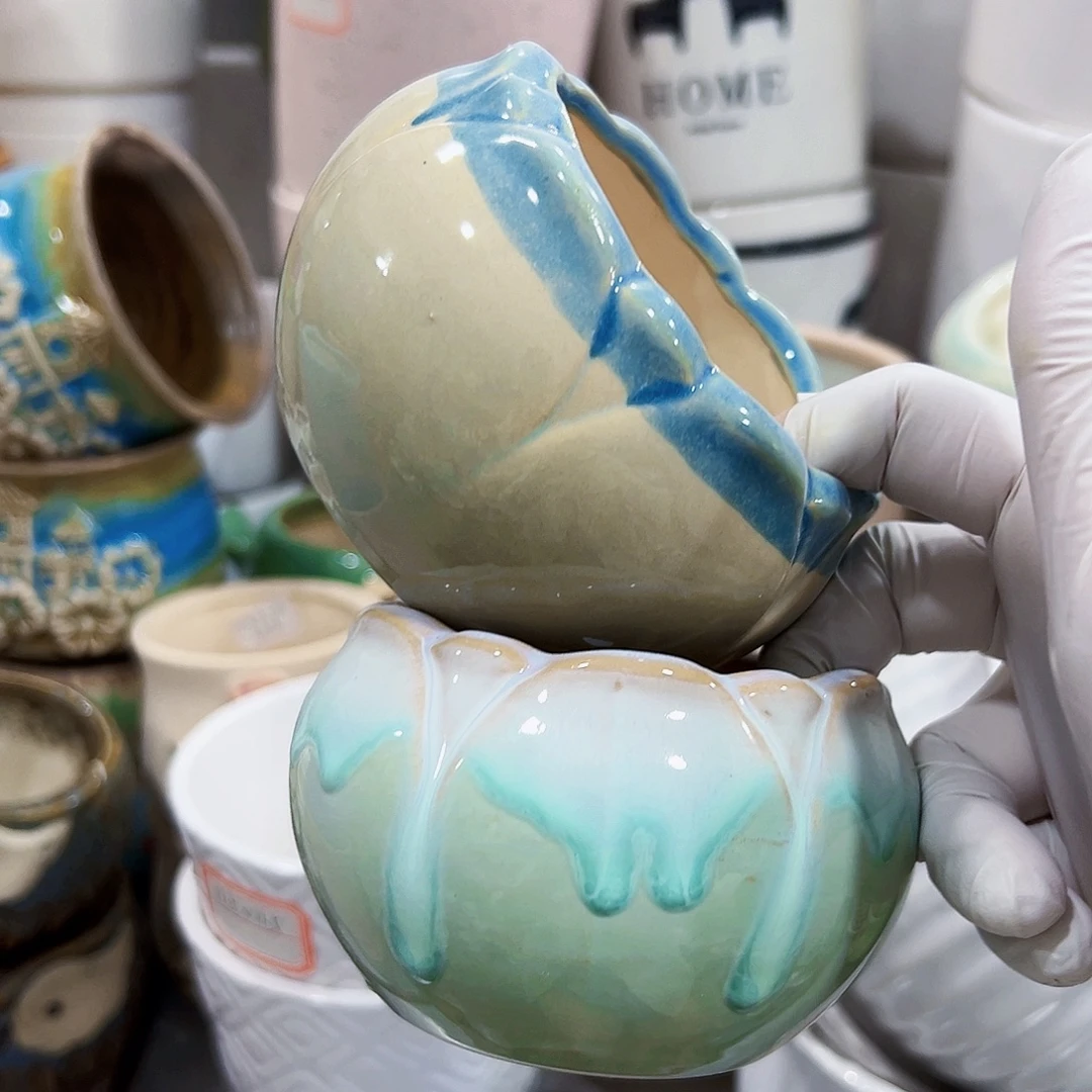 有孔，外贸尾单陶瓷花盆凑单10米包邮