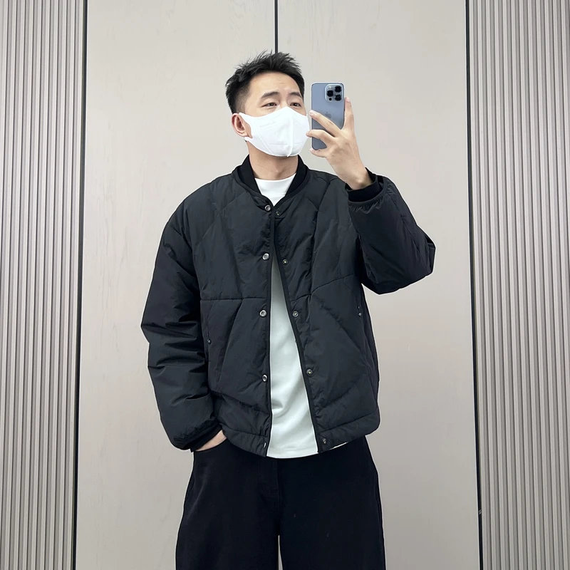 梅一天日系复古棒球领轻薄款羽绒服男冬季新款休闲保暖白鸭绒外套