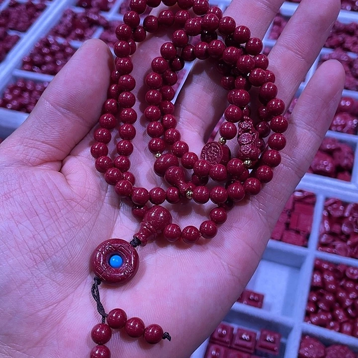 做***头天然辰砂紫金砂6毫米108