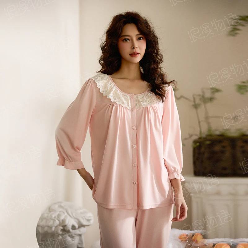 【小雏菊】女士宫廷风胸垫家居服睡衣套装舒适甜美公主风套装12016