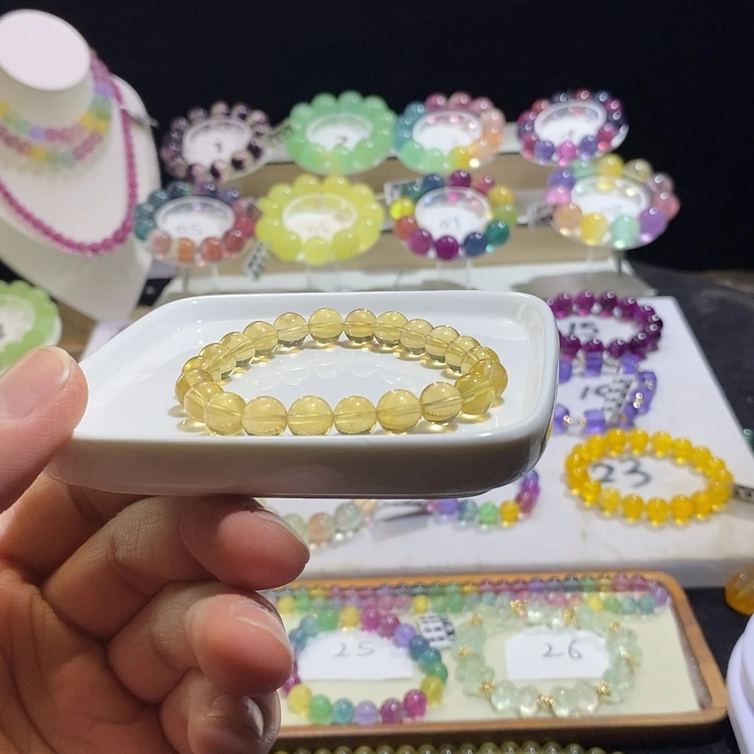 未镶嵌手链水晶金黄色8加