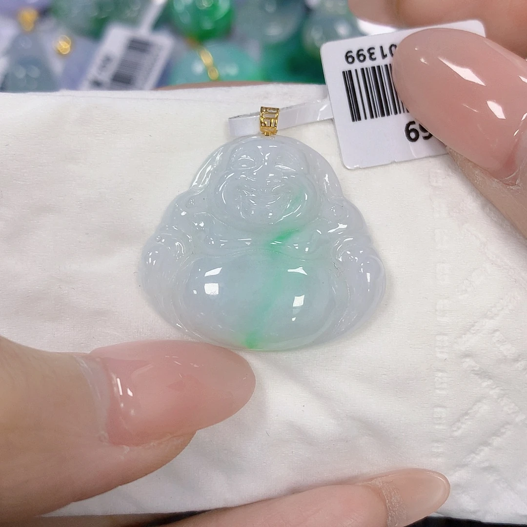 翡翠18K金镶嵌颈饰天然翡翠a货 百元以上9米证书费自理