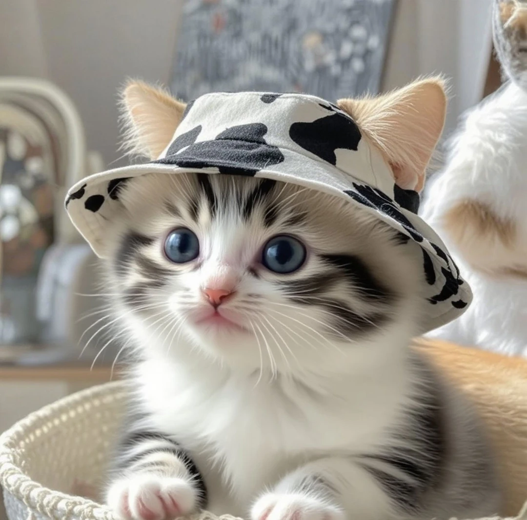 猫咪帽子夏季防晒渔夫帽萨摩耶透气贴肤舒适露耳朵渔夫帽猫狗通用