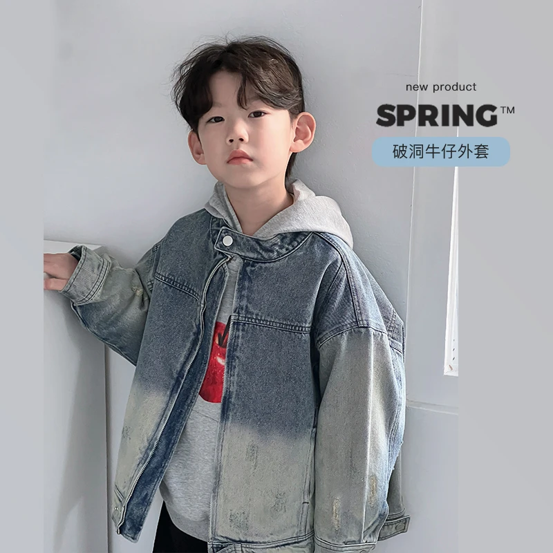 春季新品现货 ivan家童装2025男女童中大童渐变牛仔外套 伍dz4502