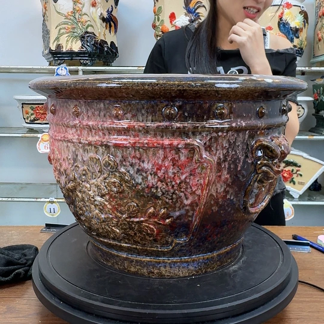 。***。无花朵石湾盆350陶瓷