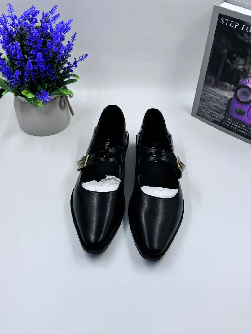 A8007  春季尖头学院风单鞋时尚中跟方头千金风