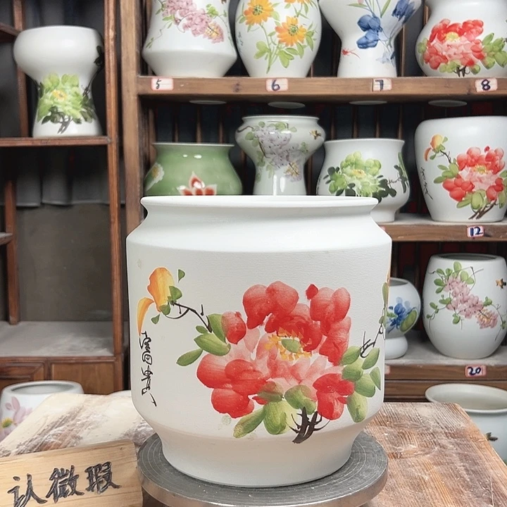 摆件电饭煲红牡丹新款陶瓷