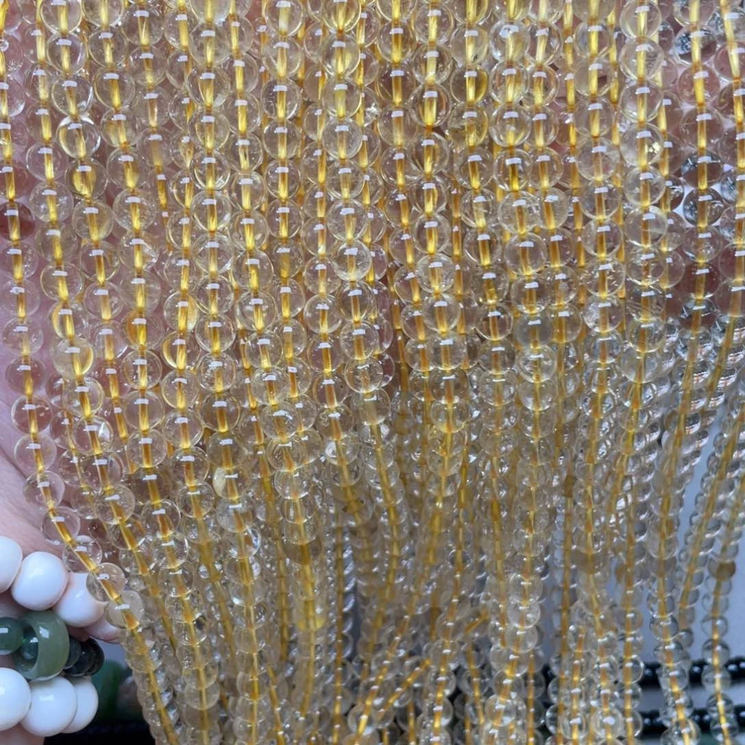 玛瑙/玉髓合金珠宝半成品一条6.8mm黄水晶