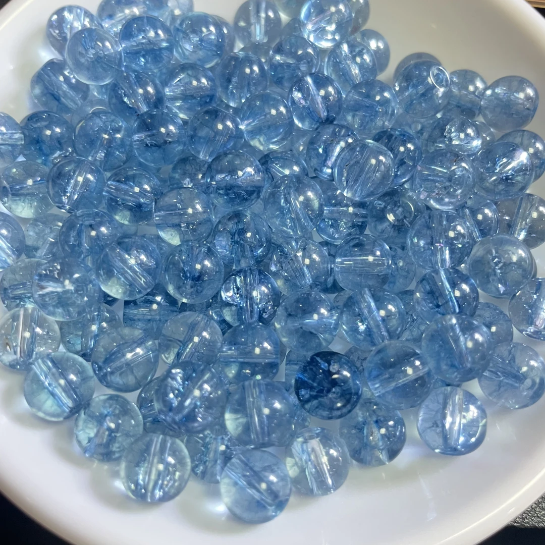 散珠天然水晶*海蓝宝水晶1114   10mm*10颗（赠弹力绳）