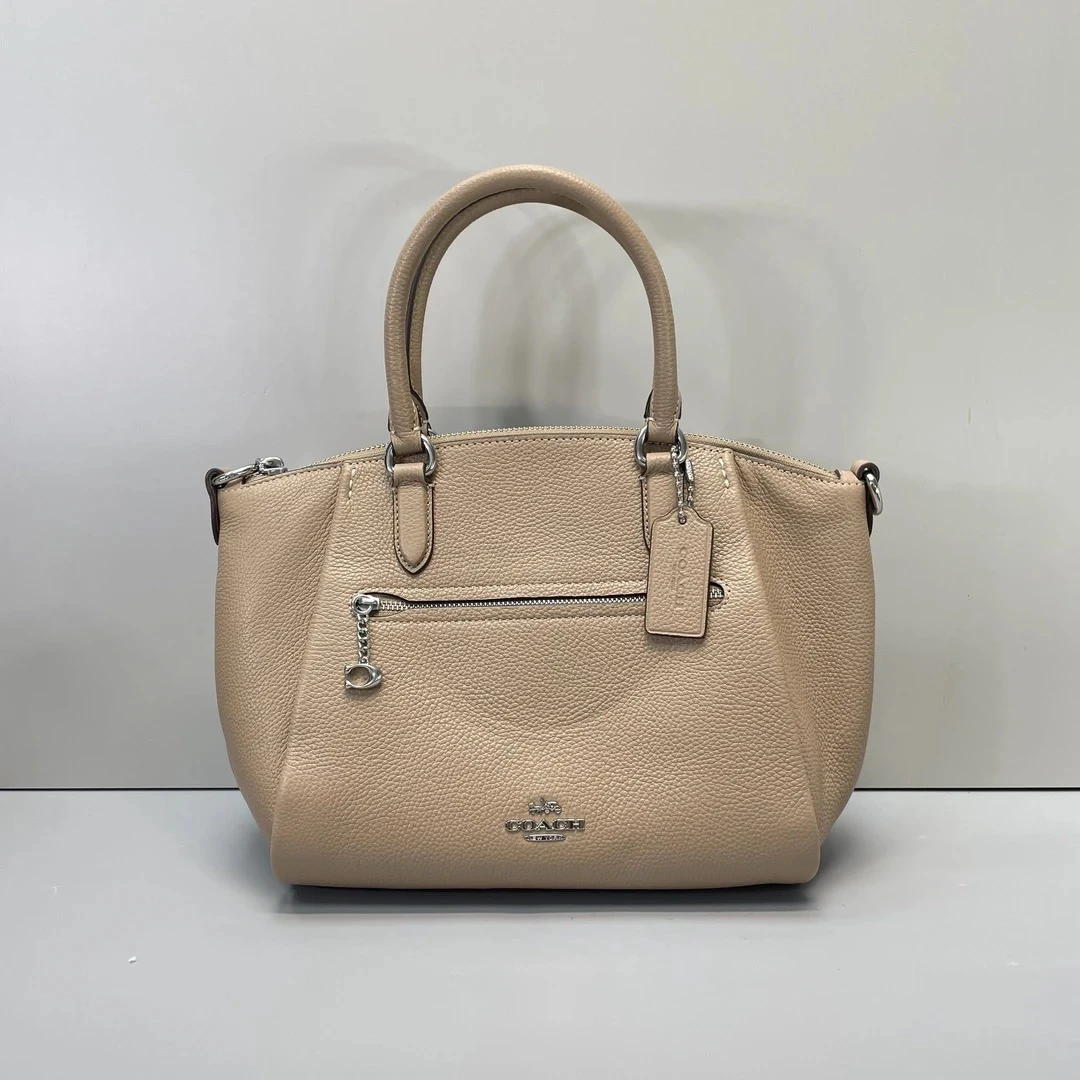 99新 COACH/蔻驰 Elise 奶茶色饺子包24x20x12cmE020916