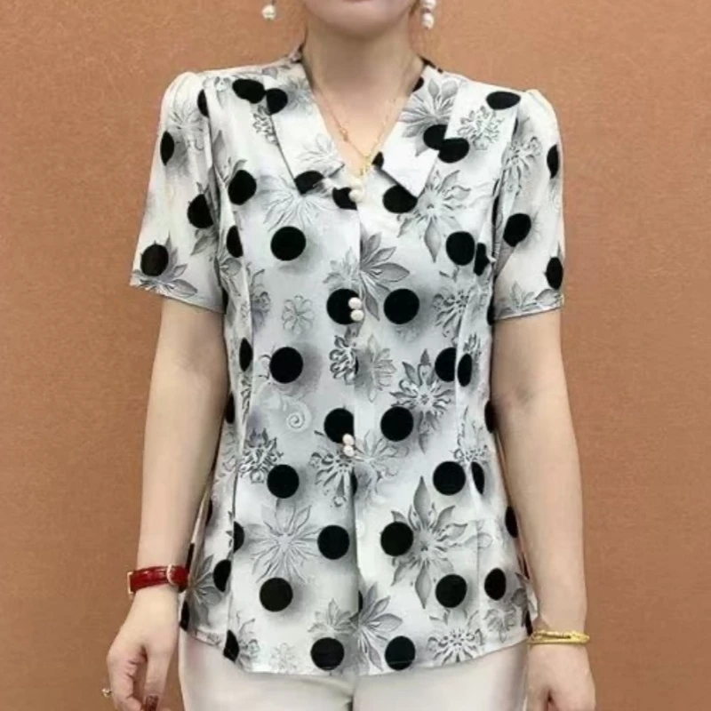 2025夏款妈妈装洋气小衫时尚百搭遮肉小个子T恤上衣