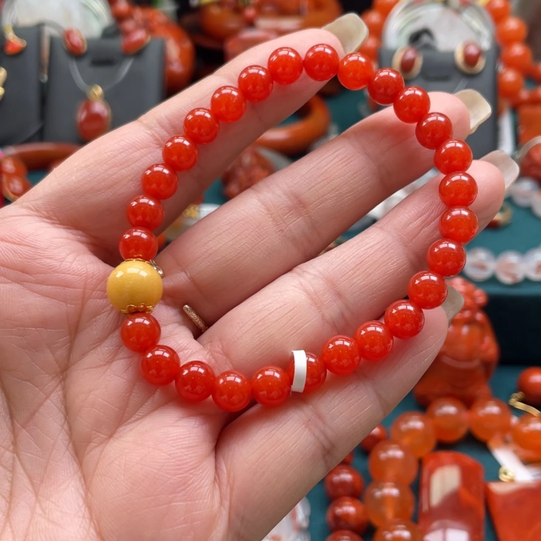 南红玛瑙未镶嵌开播福利保山辣椒红dly单圈6+mm