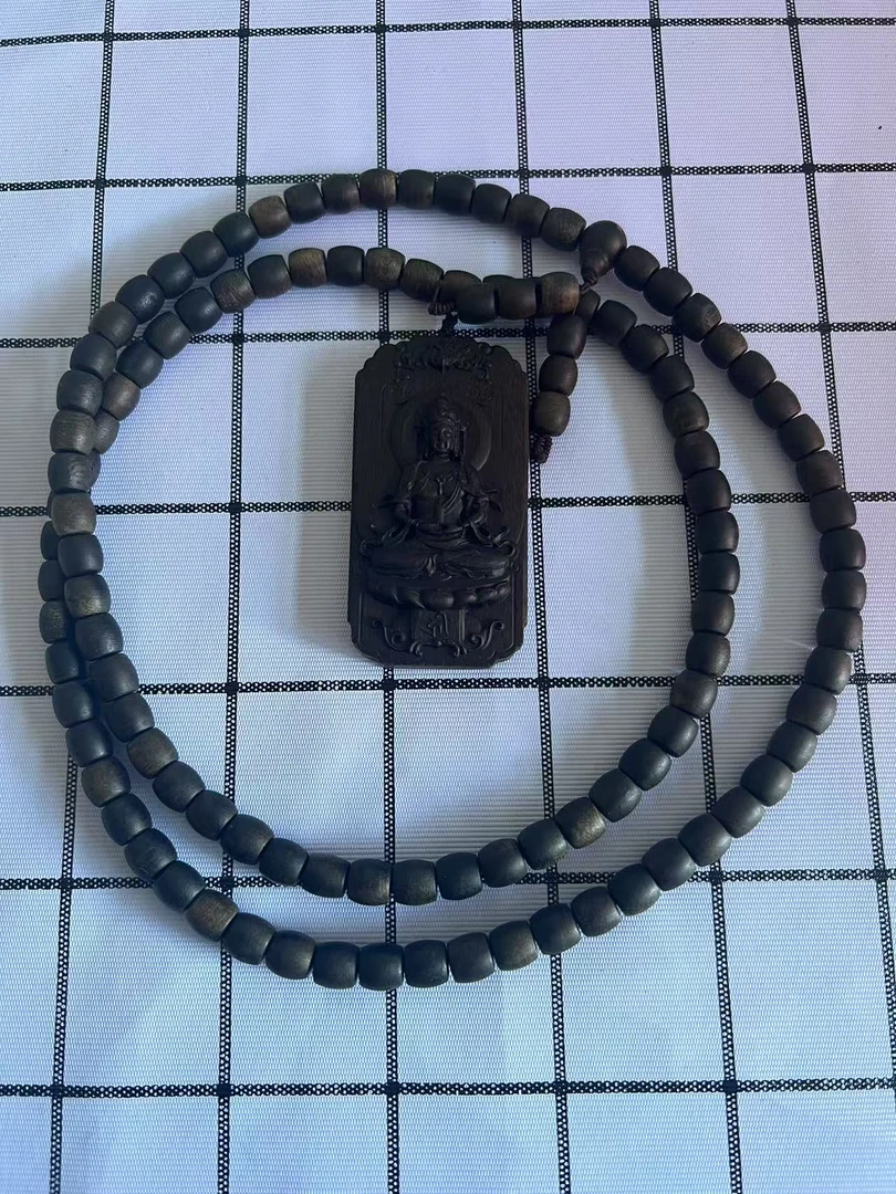 德韵堂专属）坐观音沉香珠串搭配沉香木吊牌（多样性发其一）03060
