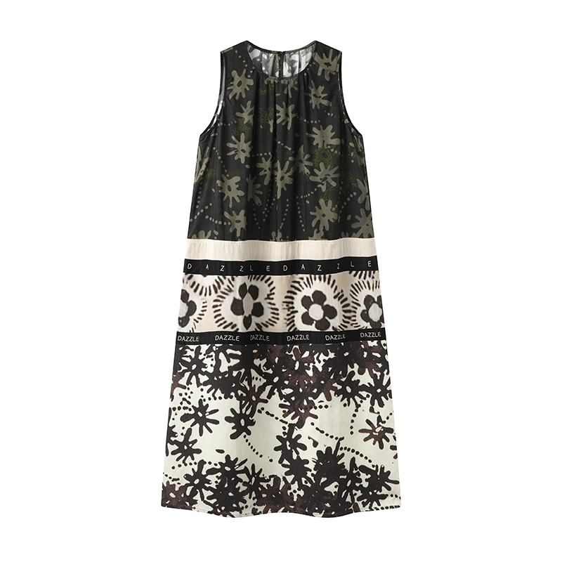 波西米亚风无袖烧花印花连衣裙气质韩版裙子网红【666】