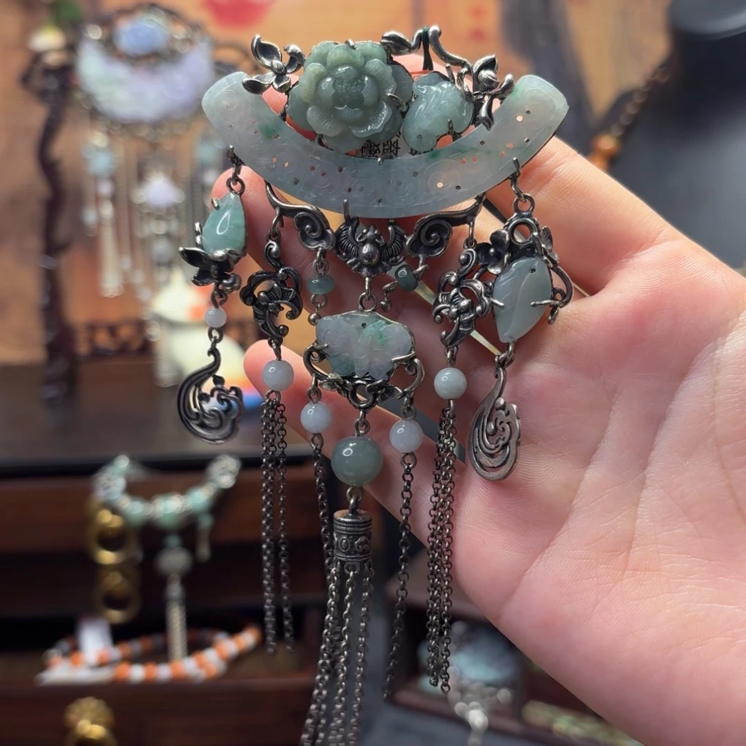 翡翠银S925镶嵌颈饰