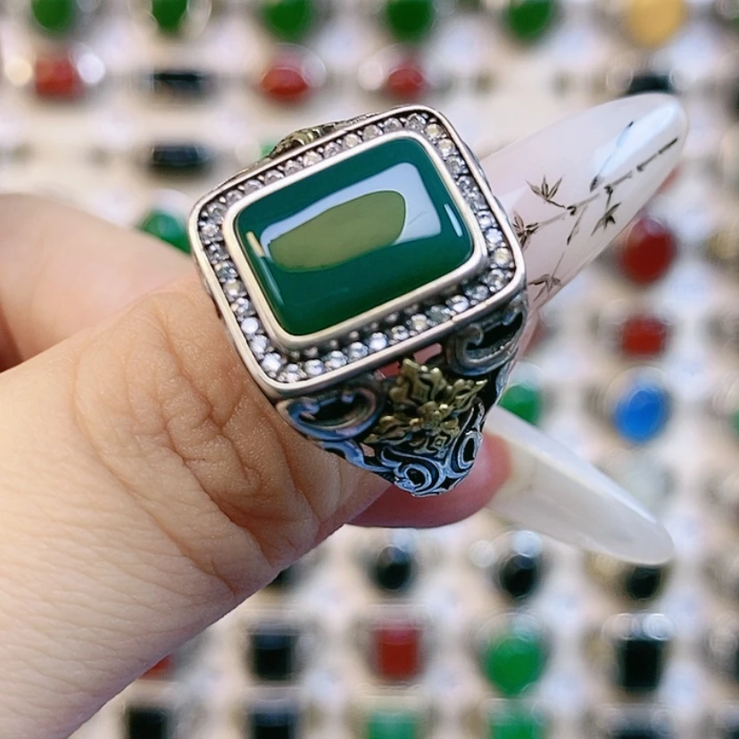 【闪购商品】玛瑙/玉髓戒指银S925镶嵌阿**哥