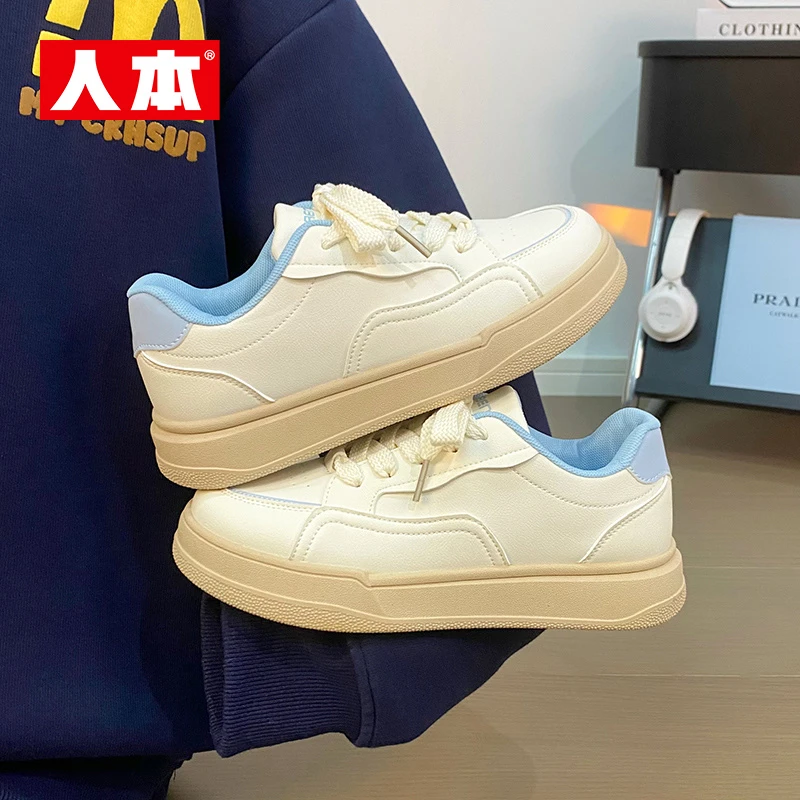 人本百搭女生新款板鞋ins学生春季爆款网红白鞋厚底耐磨小众鞋子