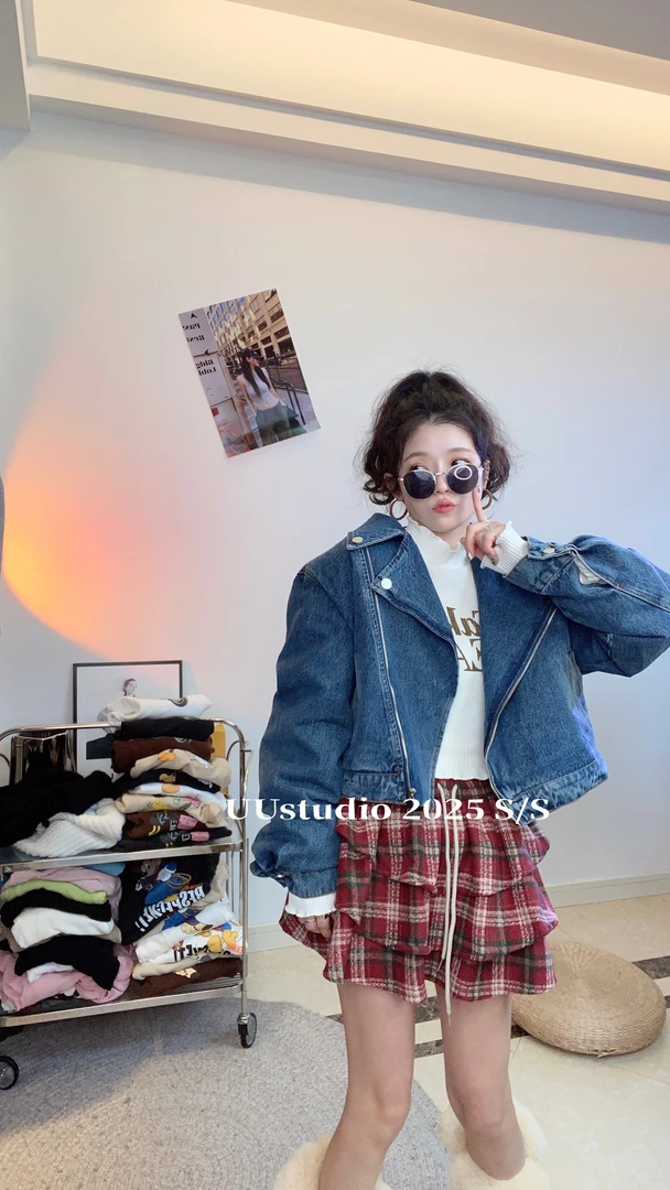 翻领直下摆复古韩版秋季短款女短外套春季拉链上衣