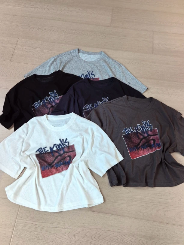 阿玉家&新款T恤theki字母印花短款上衣#7230