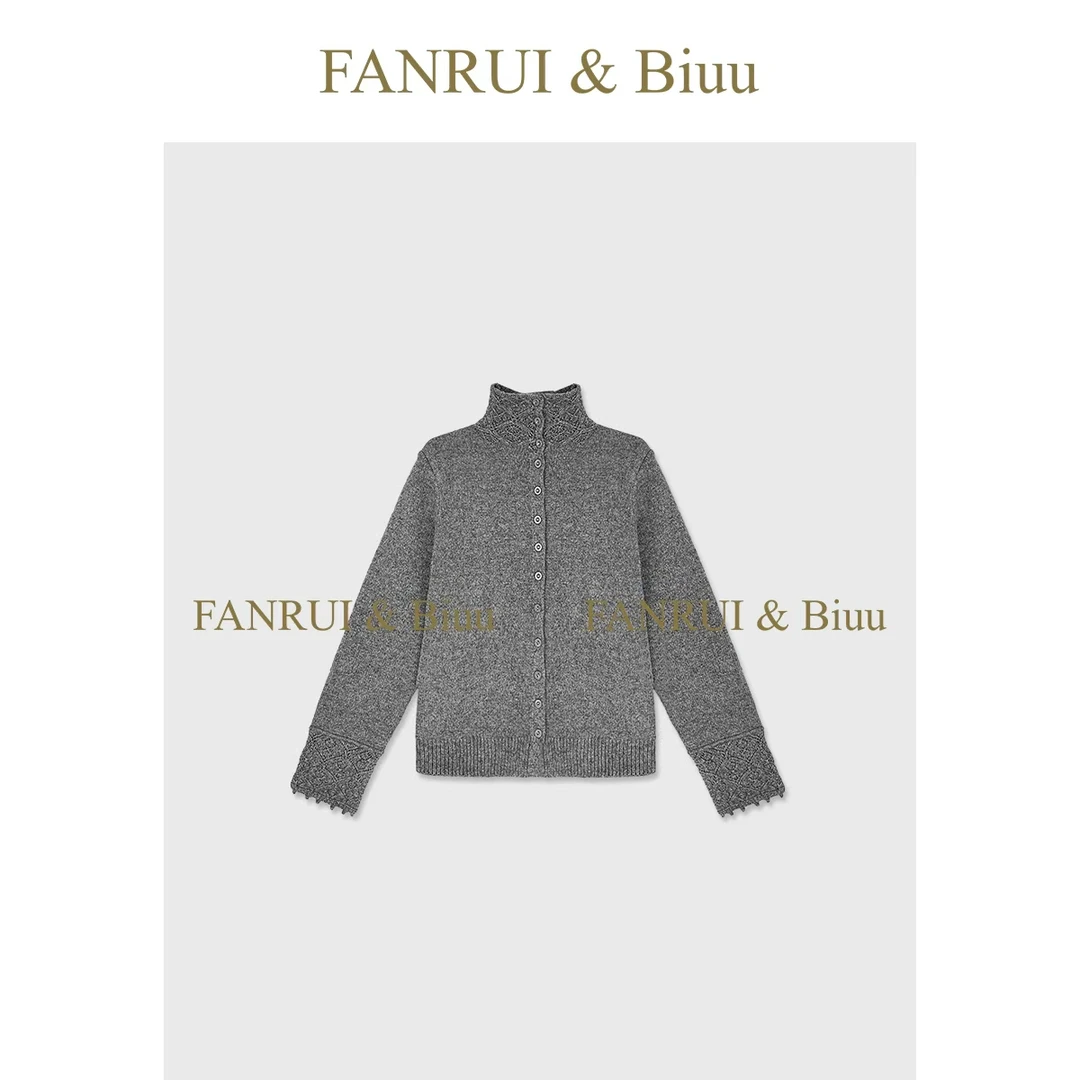 FANRUI/泛芮「绒韵承梦」羊毛钩花纽扣高级感百搭针织开衫B19459