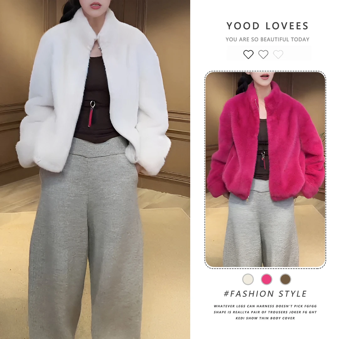 2025韩版秋冬新款时尚设计感立领毛短外套女休闲气质百搭短款上衣