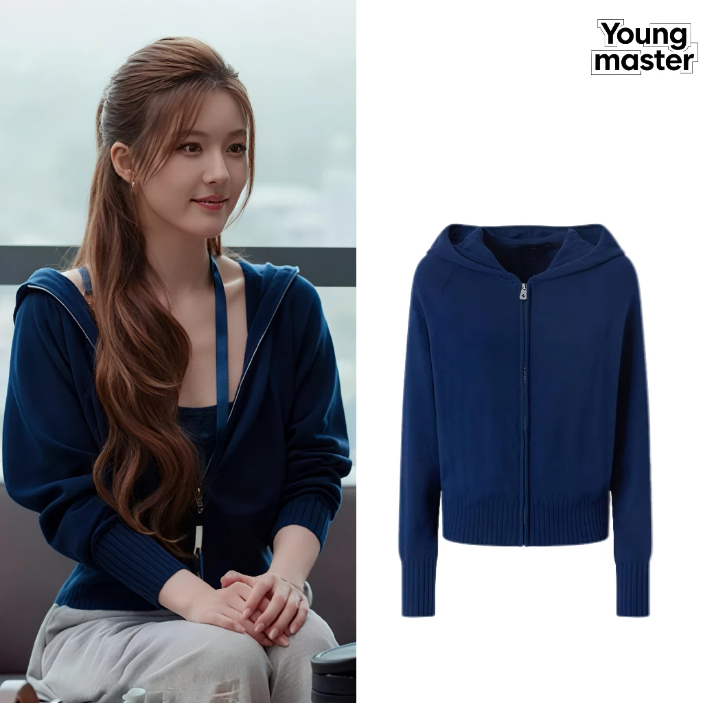 【许我耀眼】露思同款慵懒风蝙蝠袖连帽拉链针织休闲毛衣外套