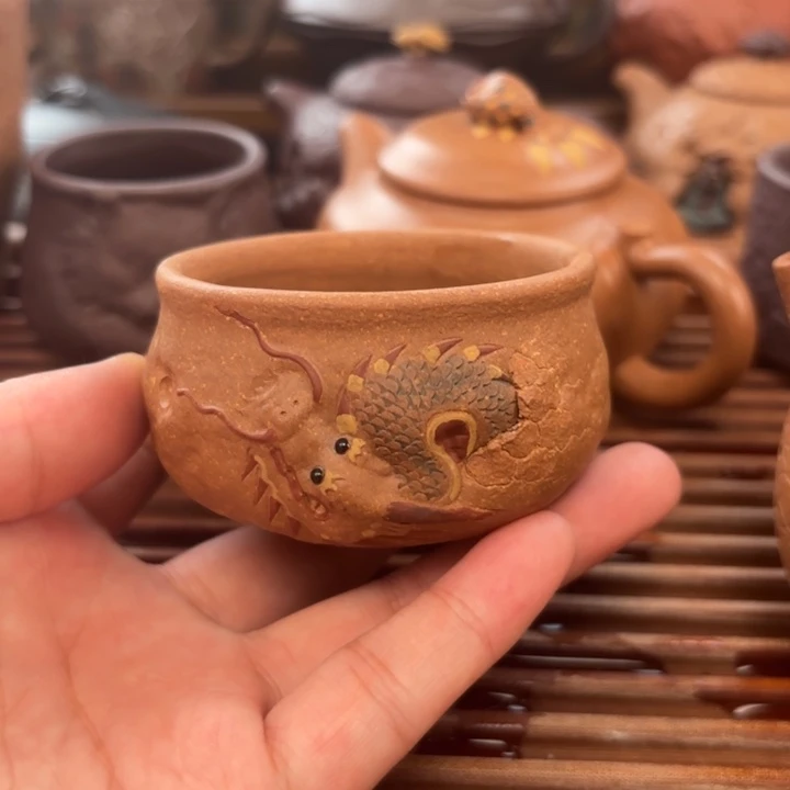茶壶紫砂小龙杯主人杯老段泥100c