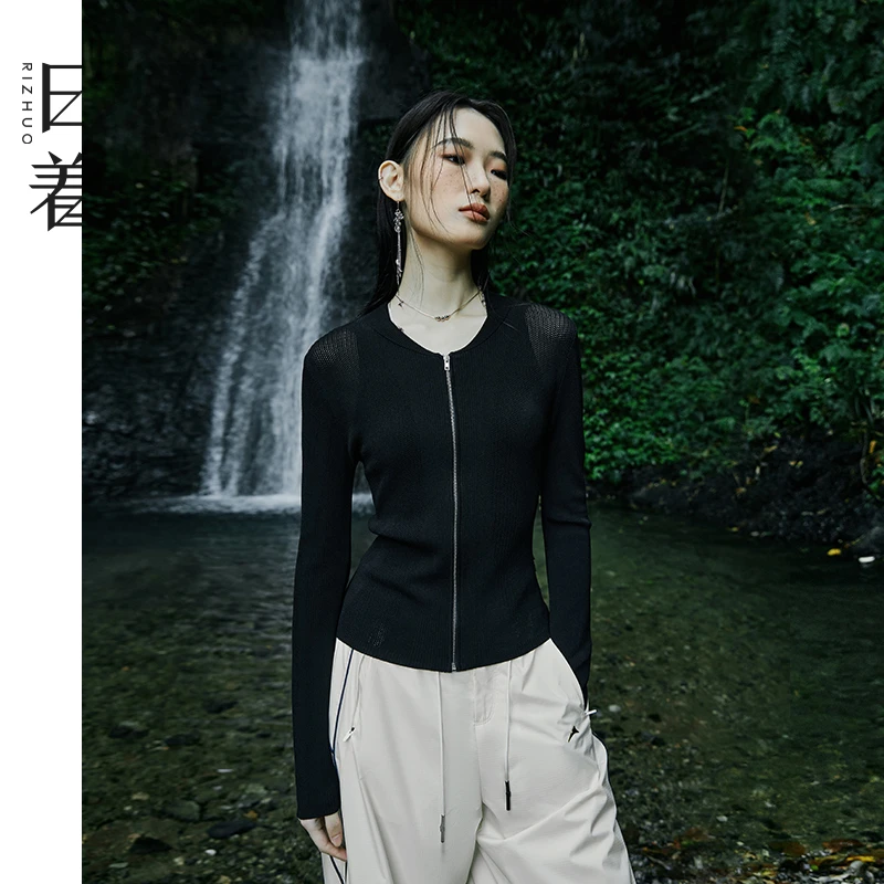 日着原创2025年春季新款棒球领运动感修身防晒开衫外套RD2287M0