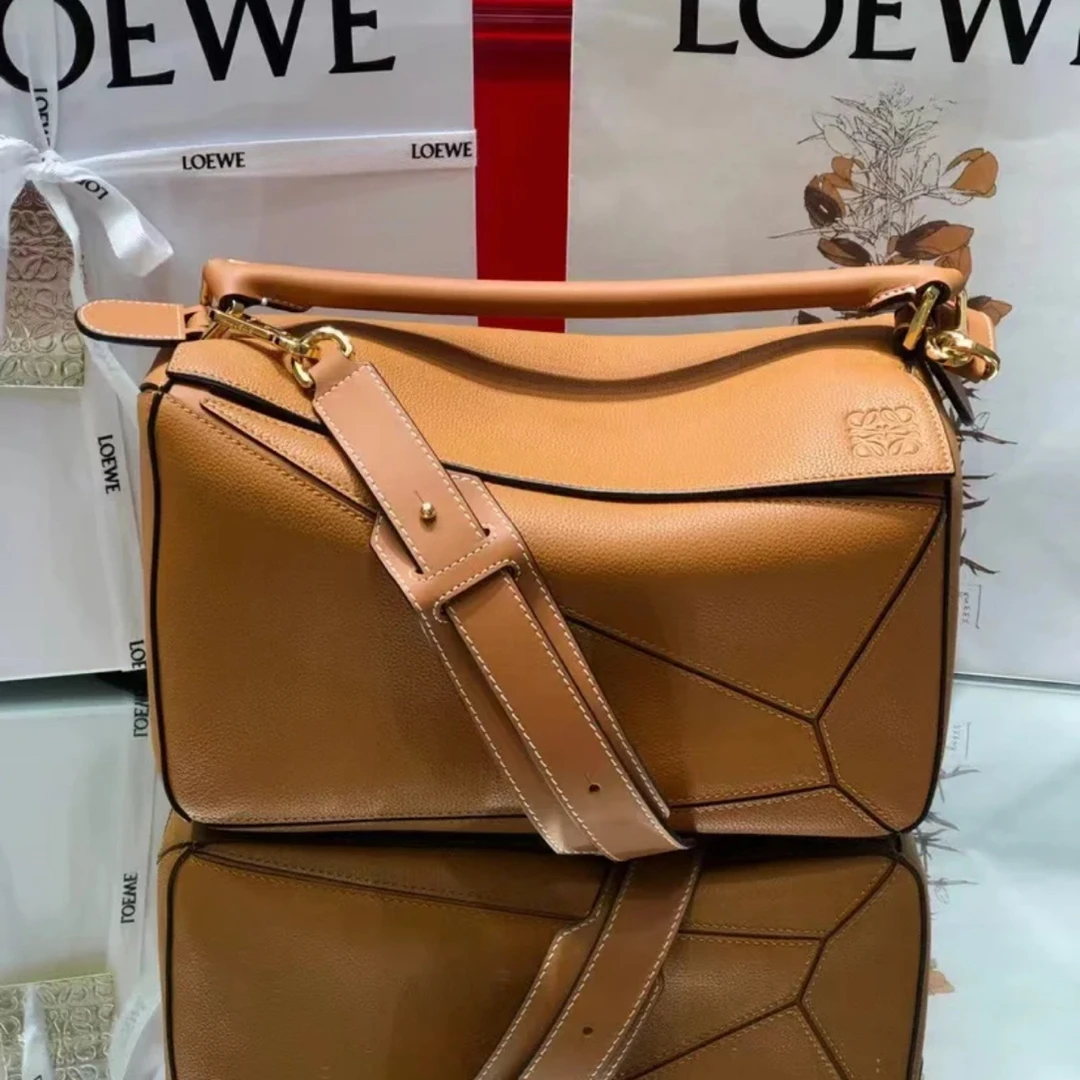 99新 LOEWE/罗意威 林纳奢品丨Puzzle中号棕色几何包
