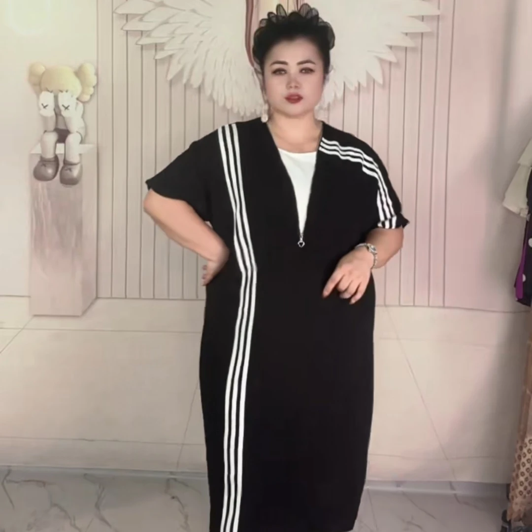 短袖韩版夏季A字裙大码连衣裙通勤风非正式学院风