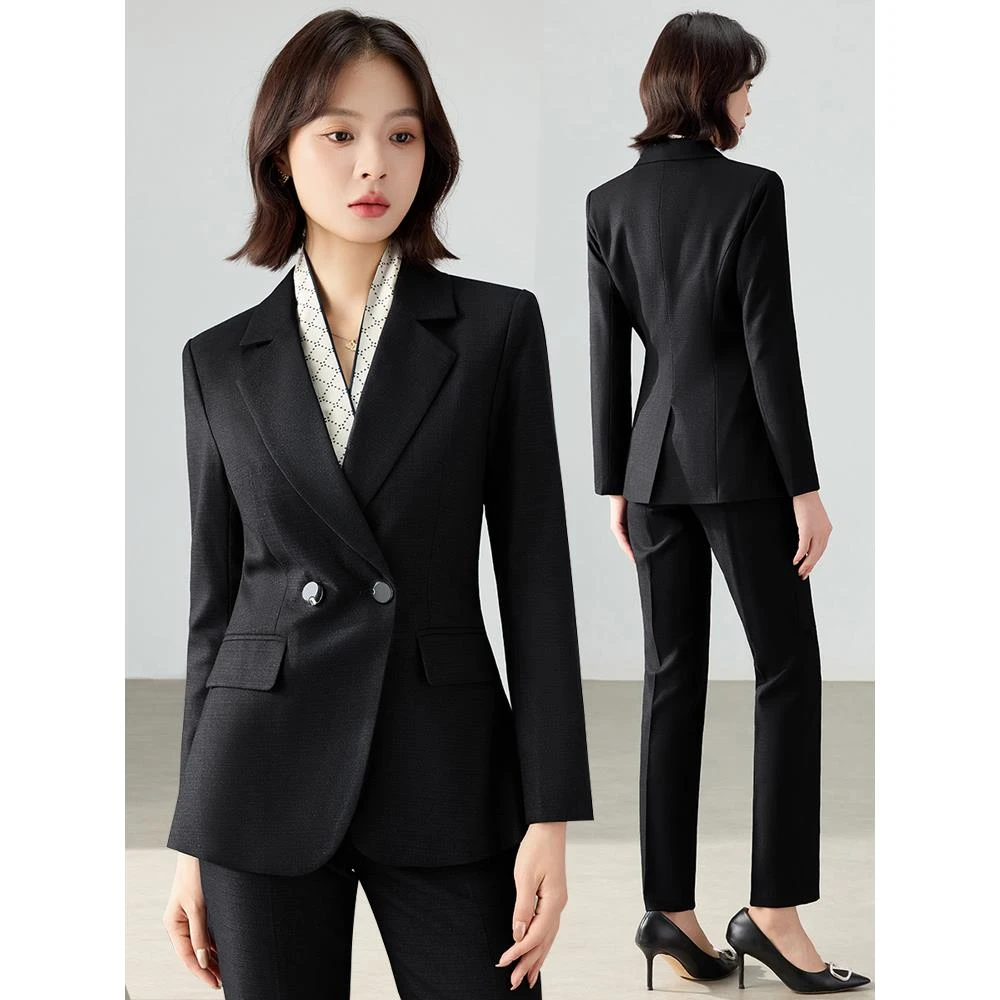 黑色高端西装套装女春秋2025新款高级感职业气质正装职场西服外套