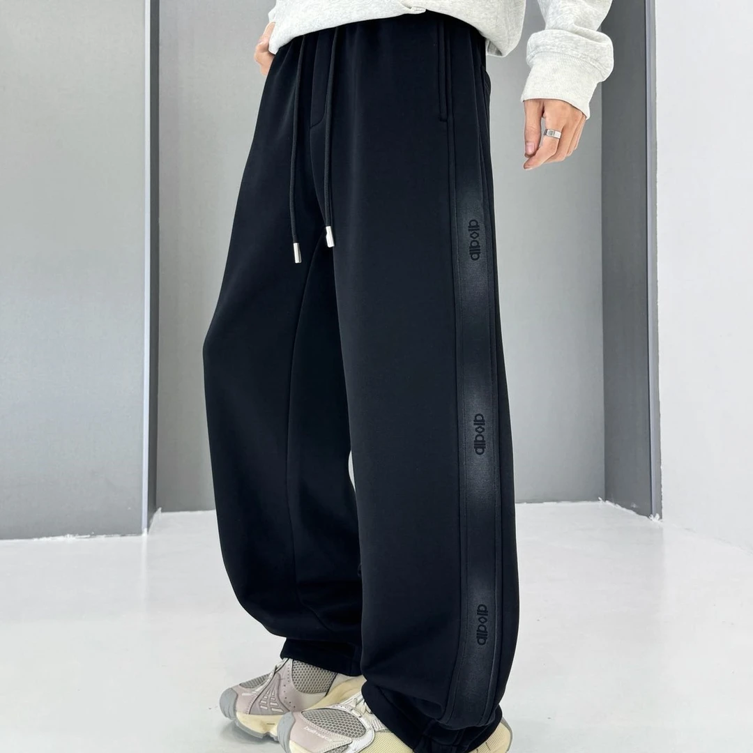 （裤长加长）秋冬款青少年男生烧花百搭加绒 休闲直筒裤7912