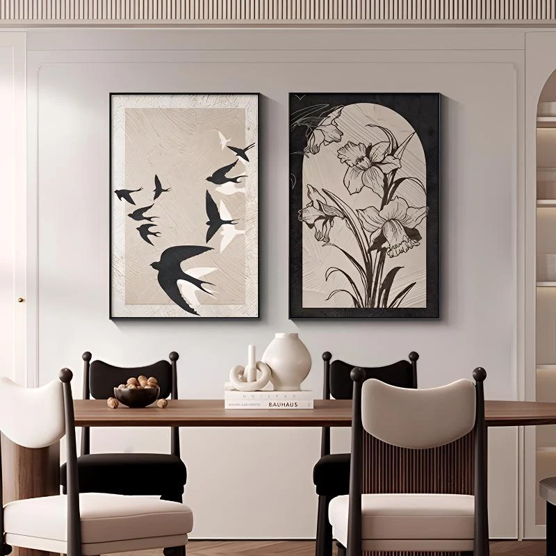 中古风客厅沙发背景墙装饰画抽象复古壁画进门玄关肌理画美式挂画