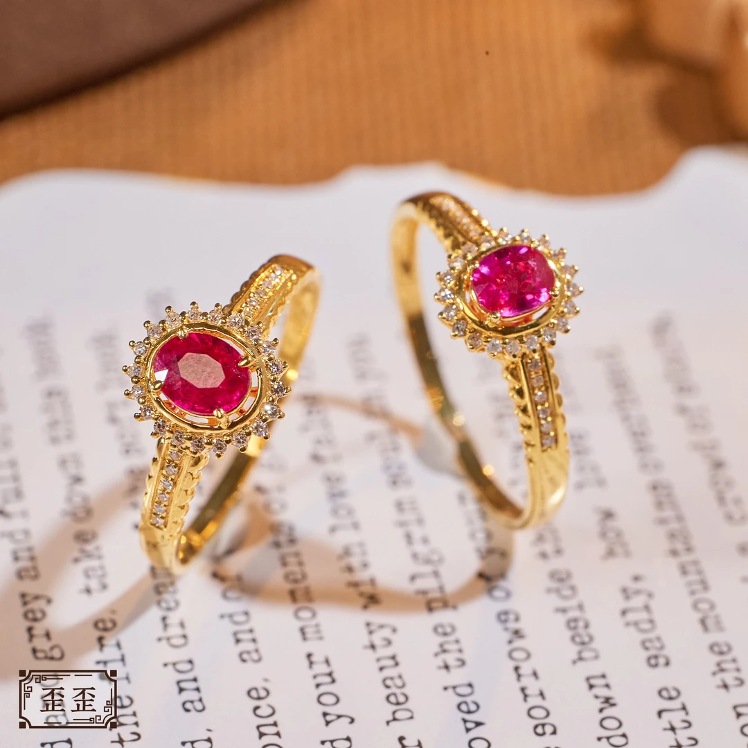 【歪歪】红宝石戒指*18K金镶嵌（多样性发一）*XB-U7105