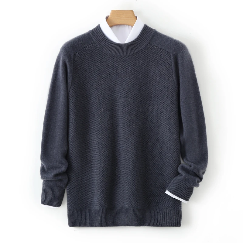 冬季中青年半高领男羊绒衫大码加厚保暖打底针织衫套头高档毛衣男