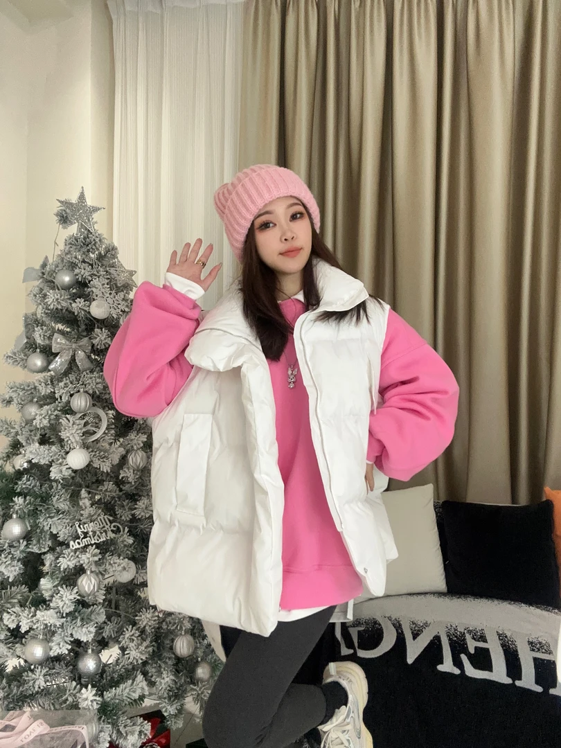 韩版马夹设计感立领棉服外穿宽松坎肩无袖面包服冬季外套百搭马甲