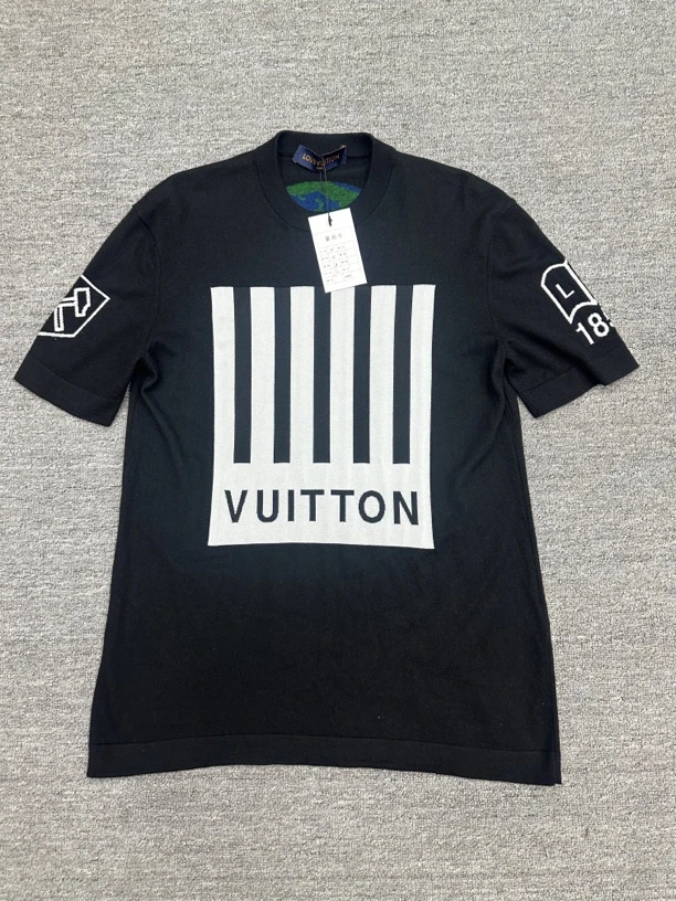 99新 LouisVuitton/路易威登 M Lv 黑白键针织短袖 黑色