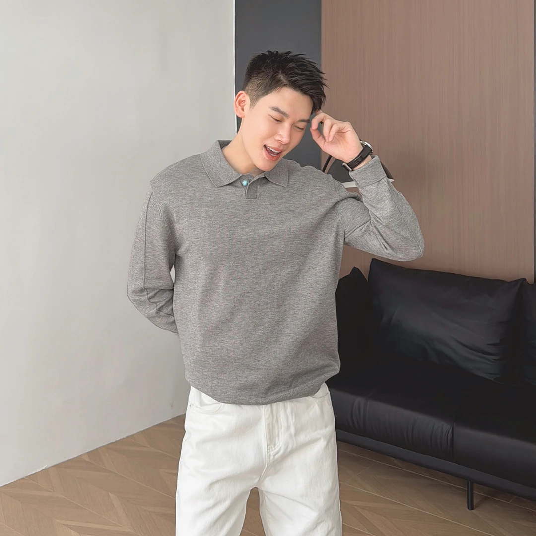 朱渣渣老钱风秋季新款翻领男士针织衫POLO衫痞帅毛衣2025新款休闲