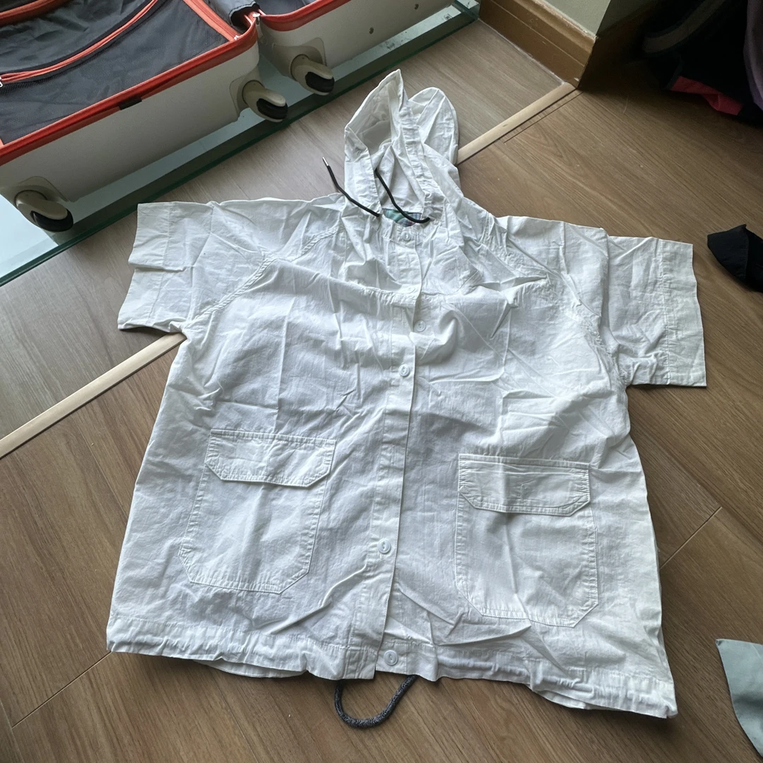 【美琪元选】轻薄棉 女士连帽短袖衬衫开衫 套头连帽